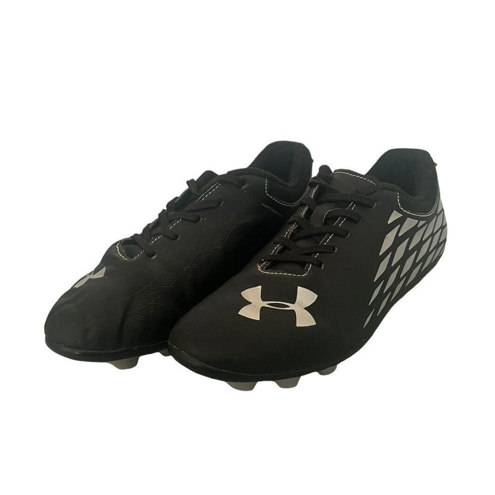 UNDER Armour Black Silver Match Control Youth Size 6Y Low Top Soccer Cleats
